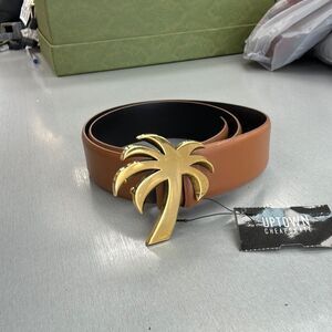 Palm Angels Genuine Leather Black Belt